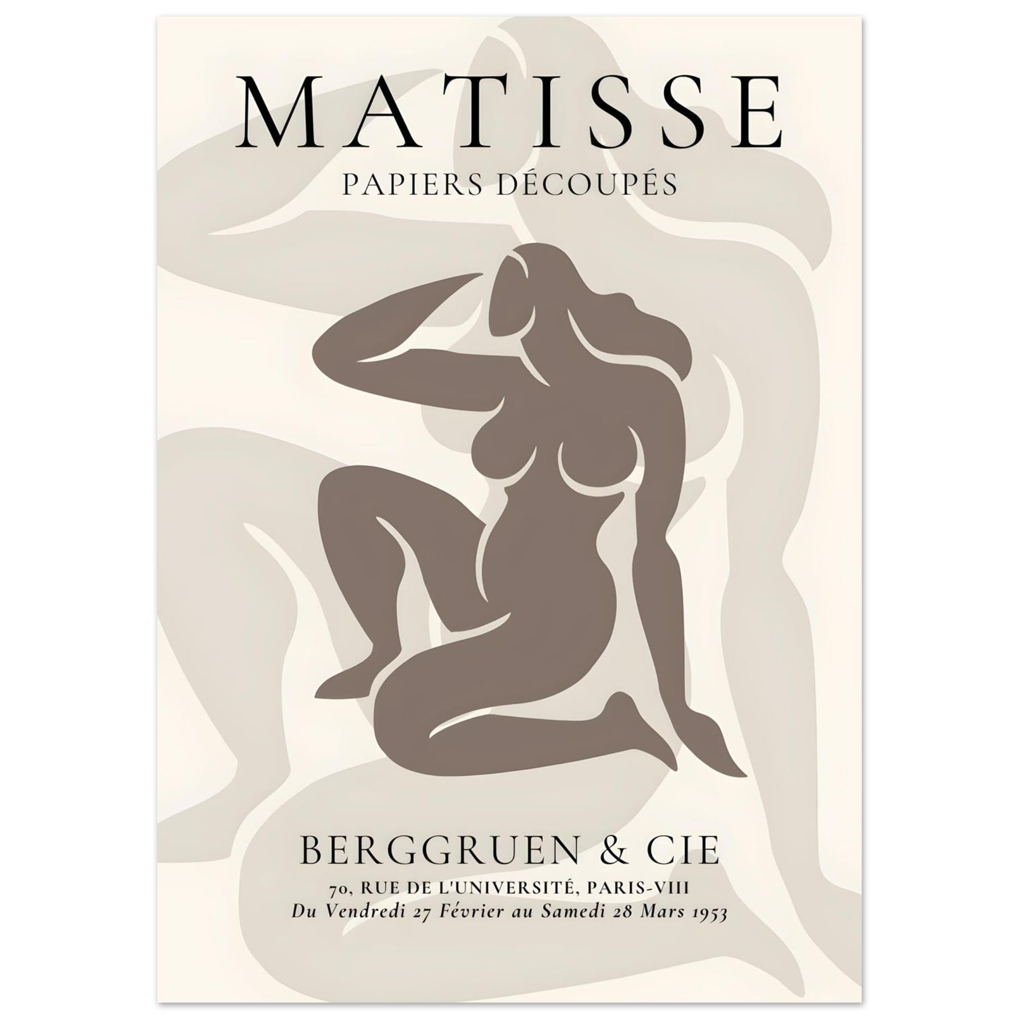 Artfulprints Poster Matisse - Shapes of her - 50x70 cm - Taupe