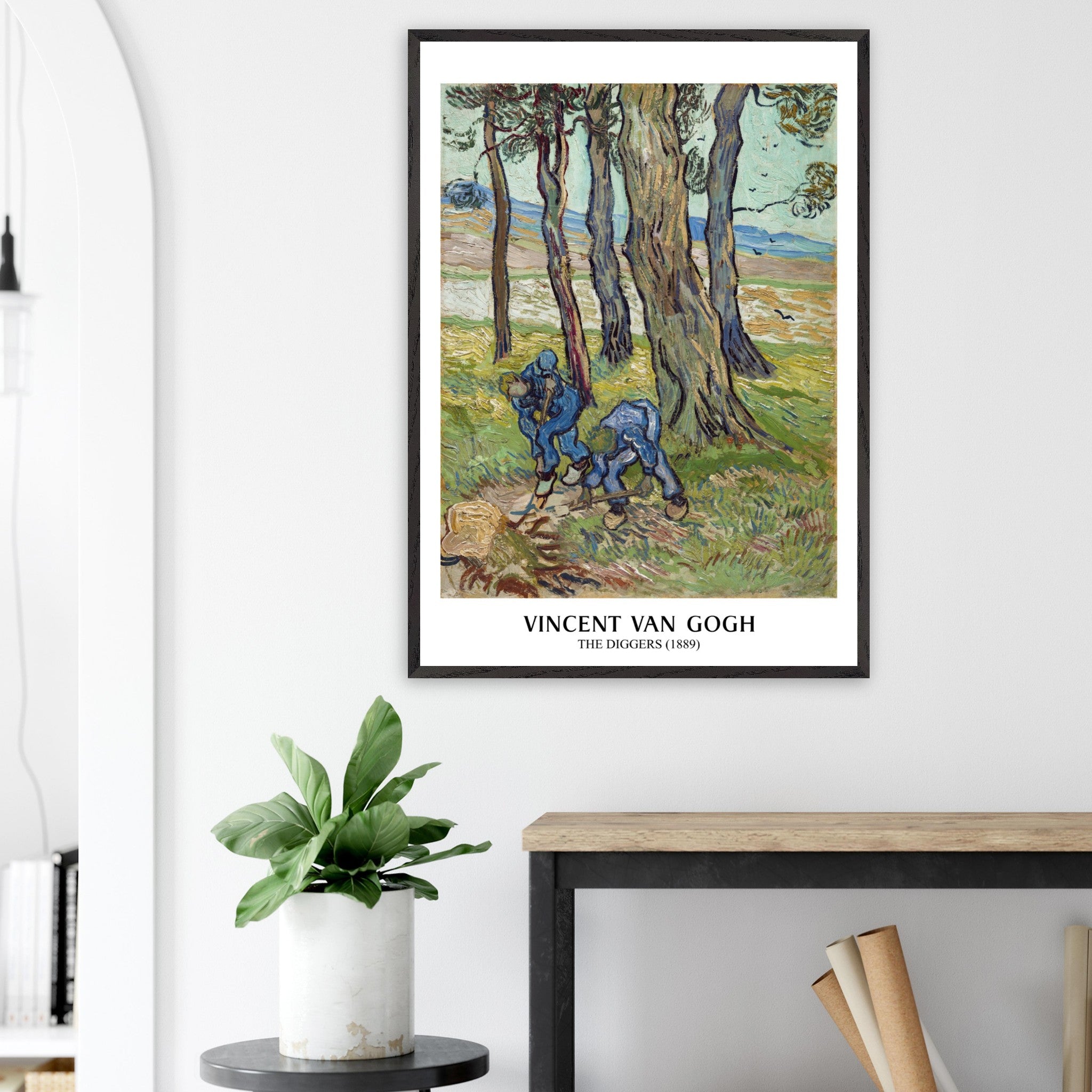 Artfulprints Poster Vincent van Gogh - The diggers - 70x100 cm - Groen