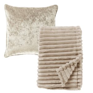 Dutch Decor set sierkussen en plaid – Lewy en Ricky – Beige Dutch Decor set sierkussen en plaid – Lewy en Ricky – Beige