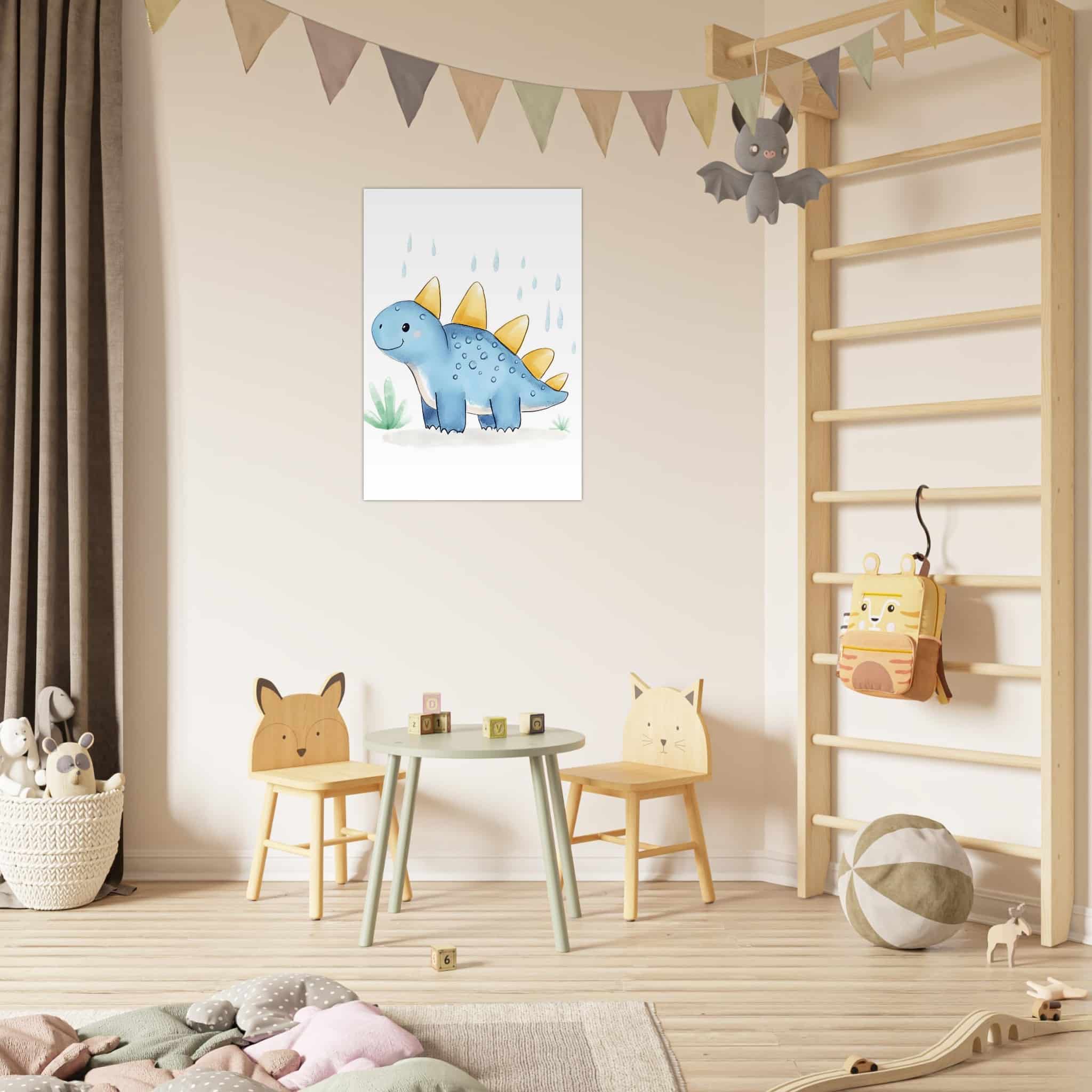 Artfulprints Blauwe dinosaurus poster 70x100 cm