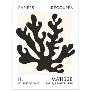 Artfulprints Poster Matisse – Saltflower shapes black – 30×40 cm – Zwa