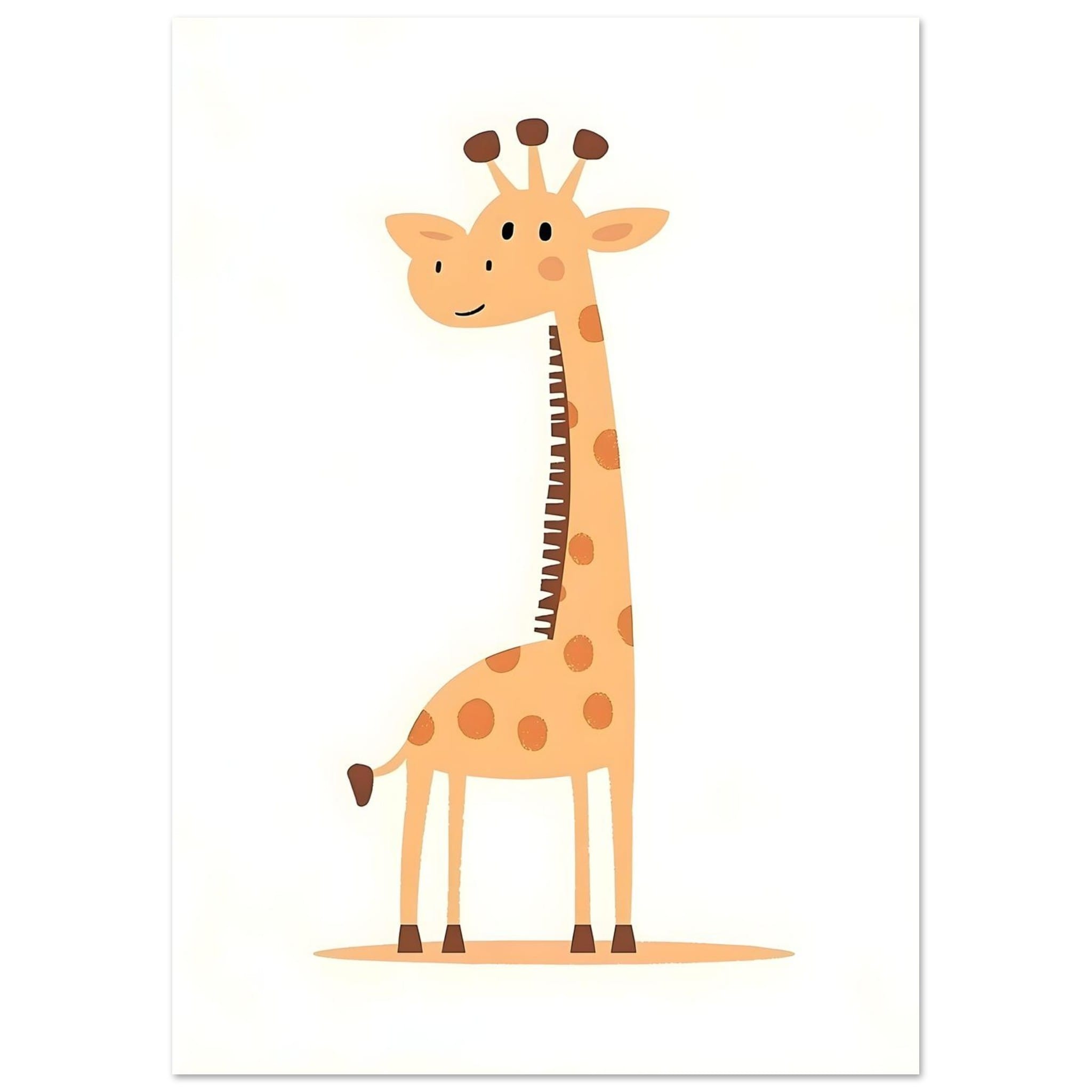 Artfulprints Poster Kleine giraffe - A4 21x29.7 cm - Geel