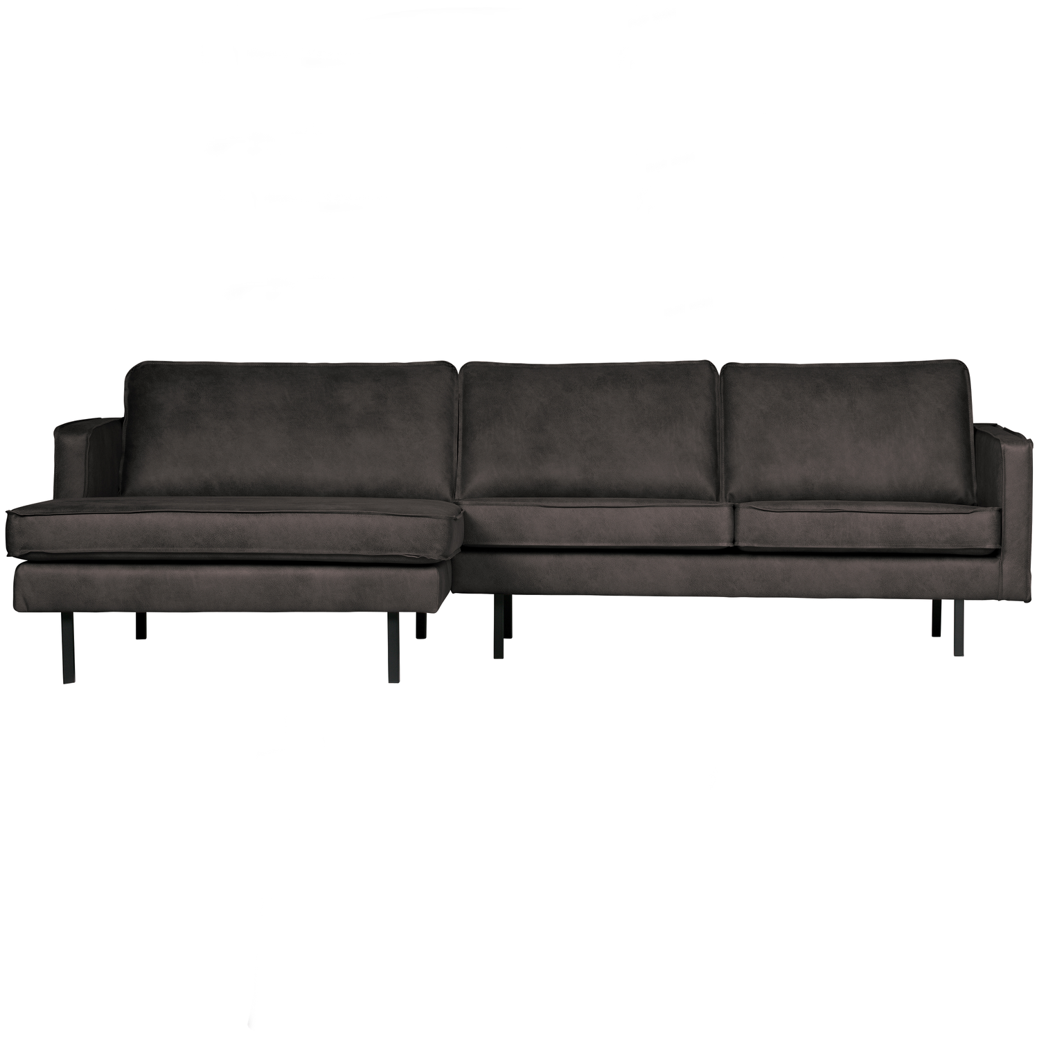 WOOOD chaise longue links Rodeo - Eco-leder - Zwart - 85x300x155