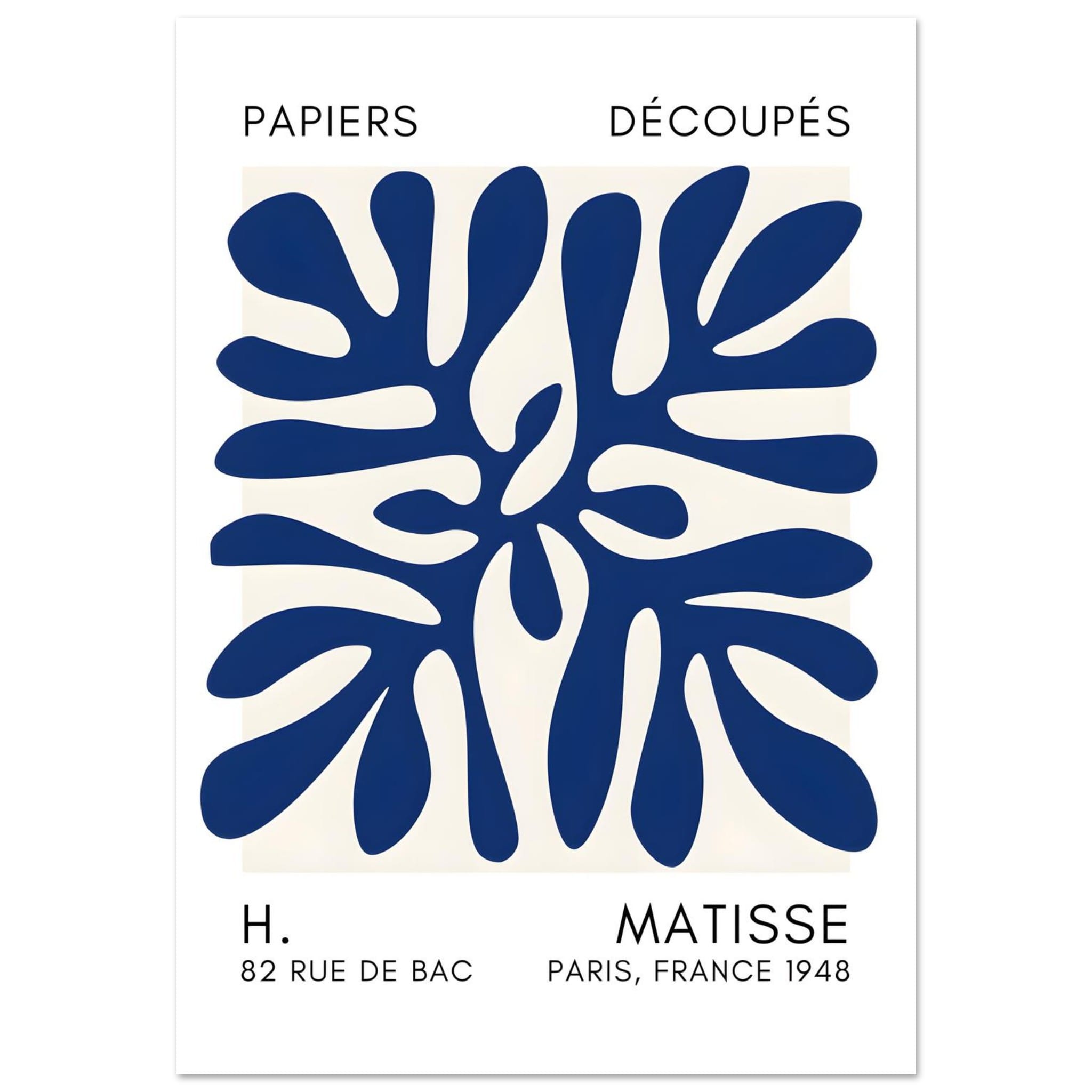 Artfulprints Poster Matisse - Deep ocean navy blue II - A4 21x29.7 cm
