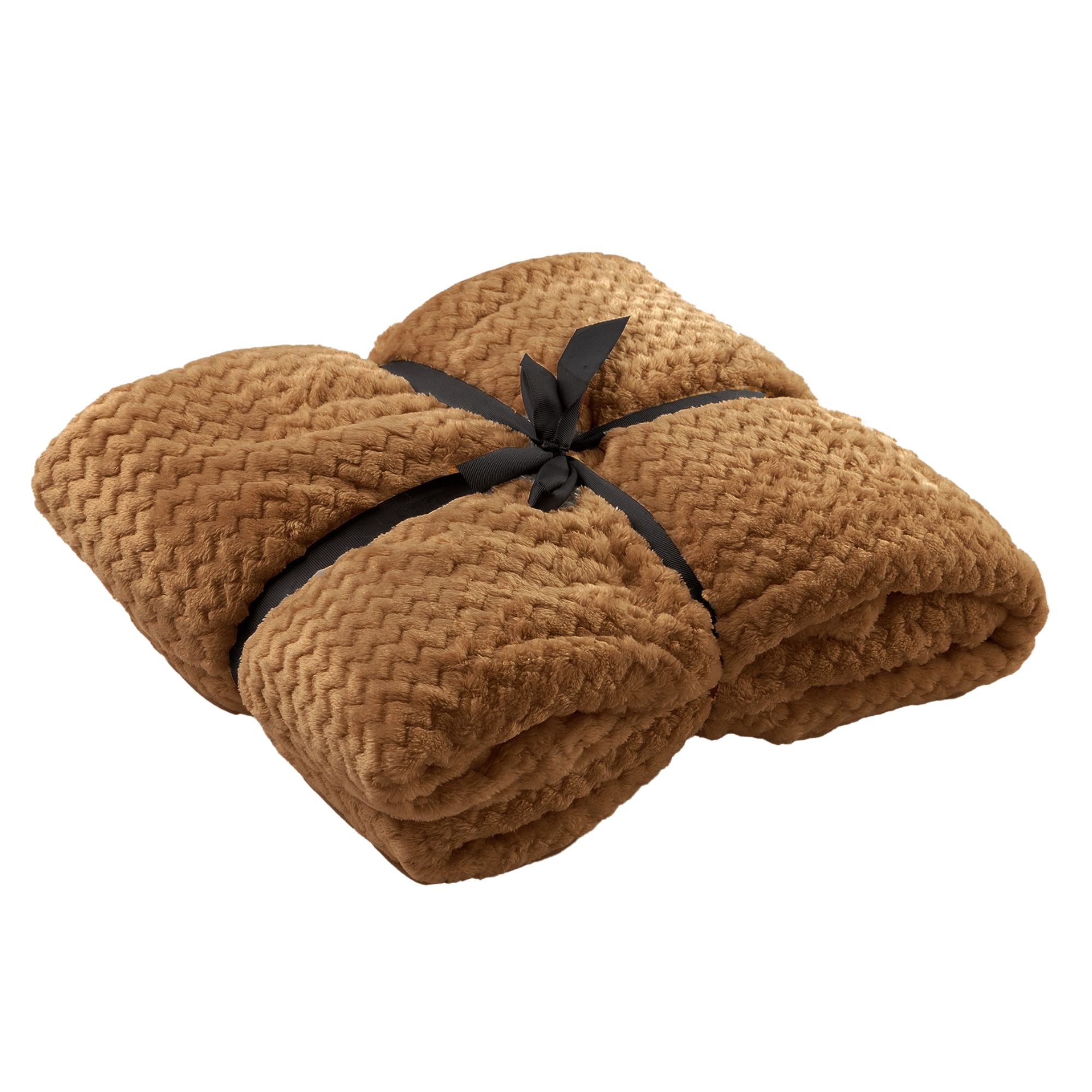 MARA - plaid 150x200 cm - superzachte deken - zigzagpatroon - Tobacco