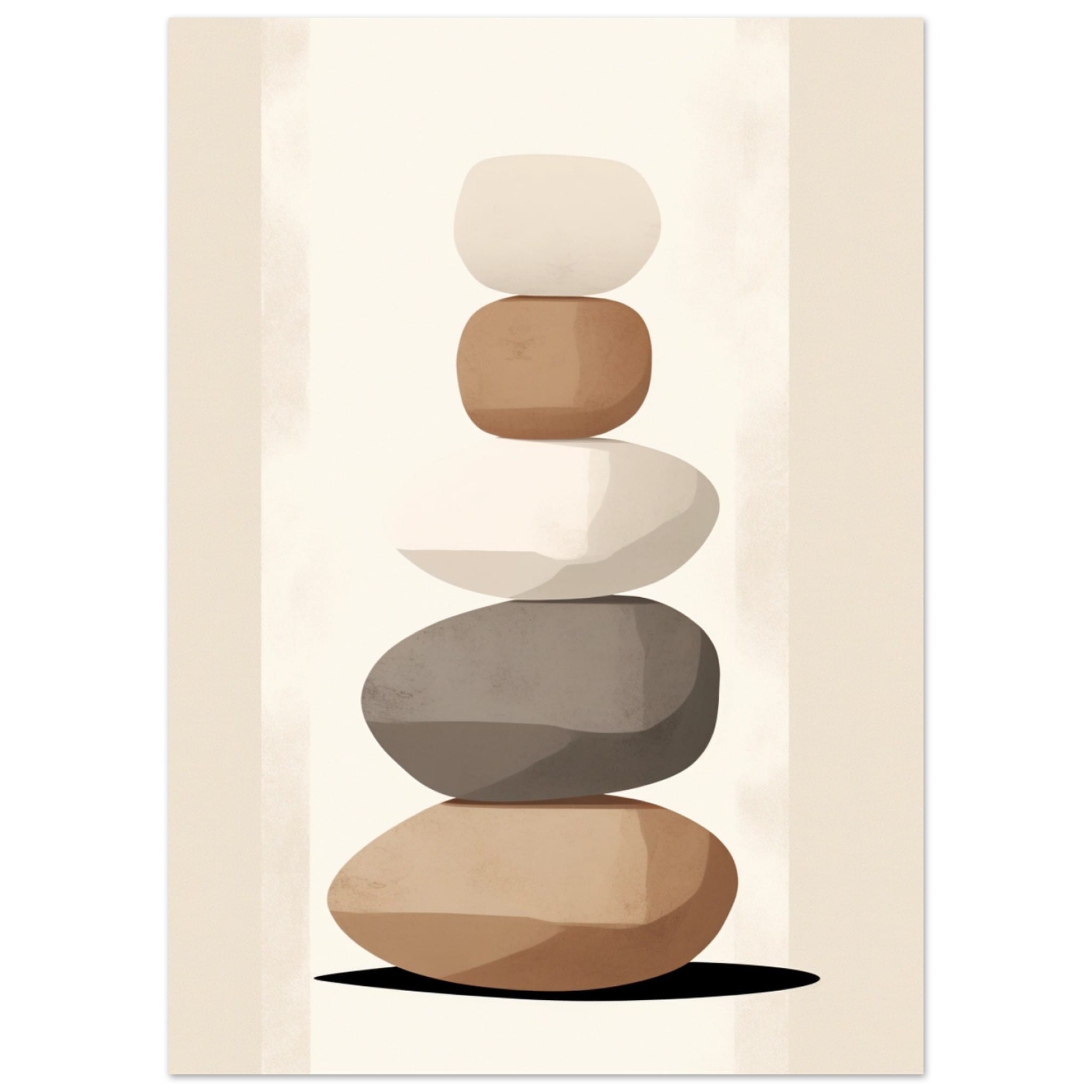 Artfulprints Poster Stacked stones - 50x70 cm - Taupe