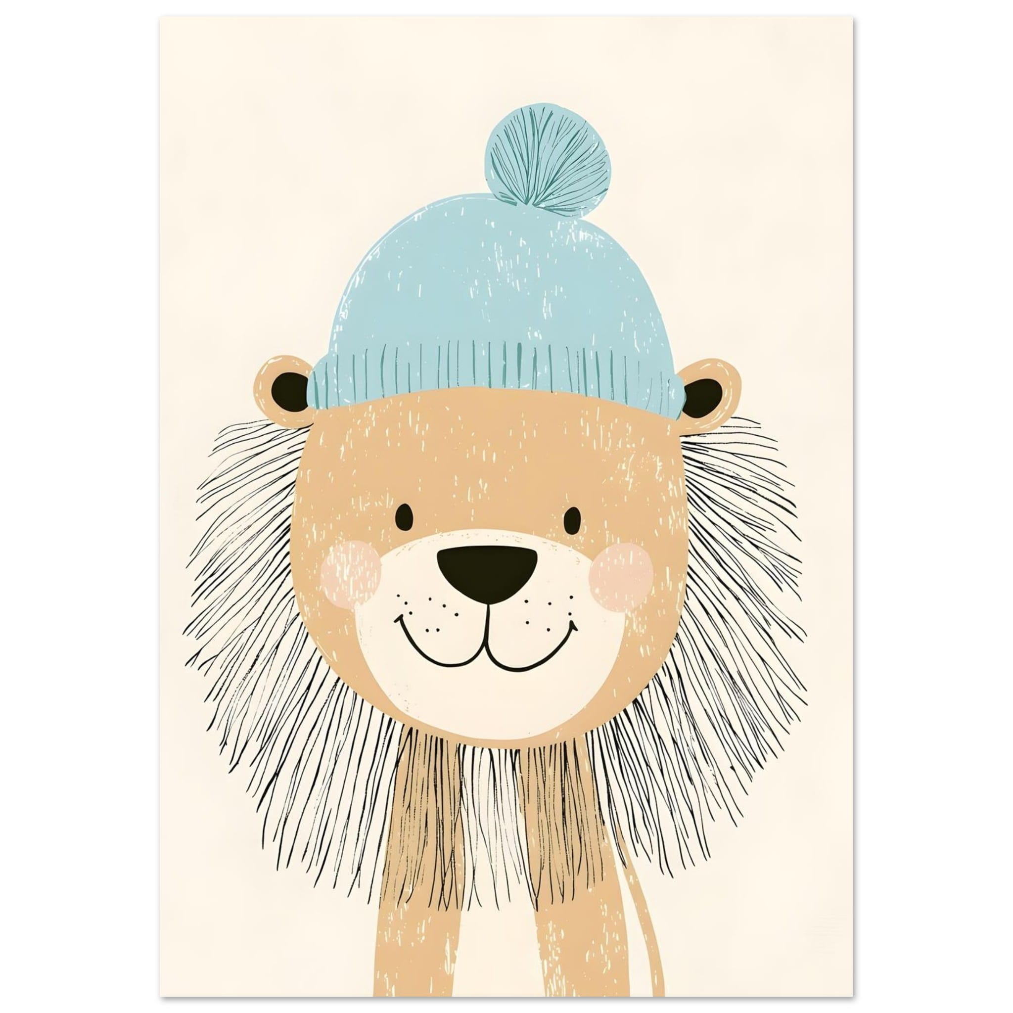 Artfulprints Poster Winterleeuw - A4 21x29.7 cm - Meerkleurig