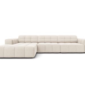 Cosmopolitan Design linker hoekbank Chicago 4-zits, flueel lichtbeige