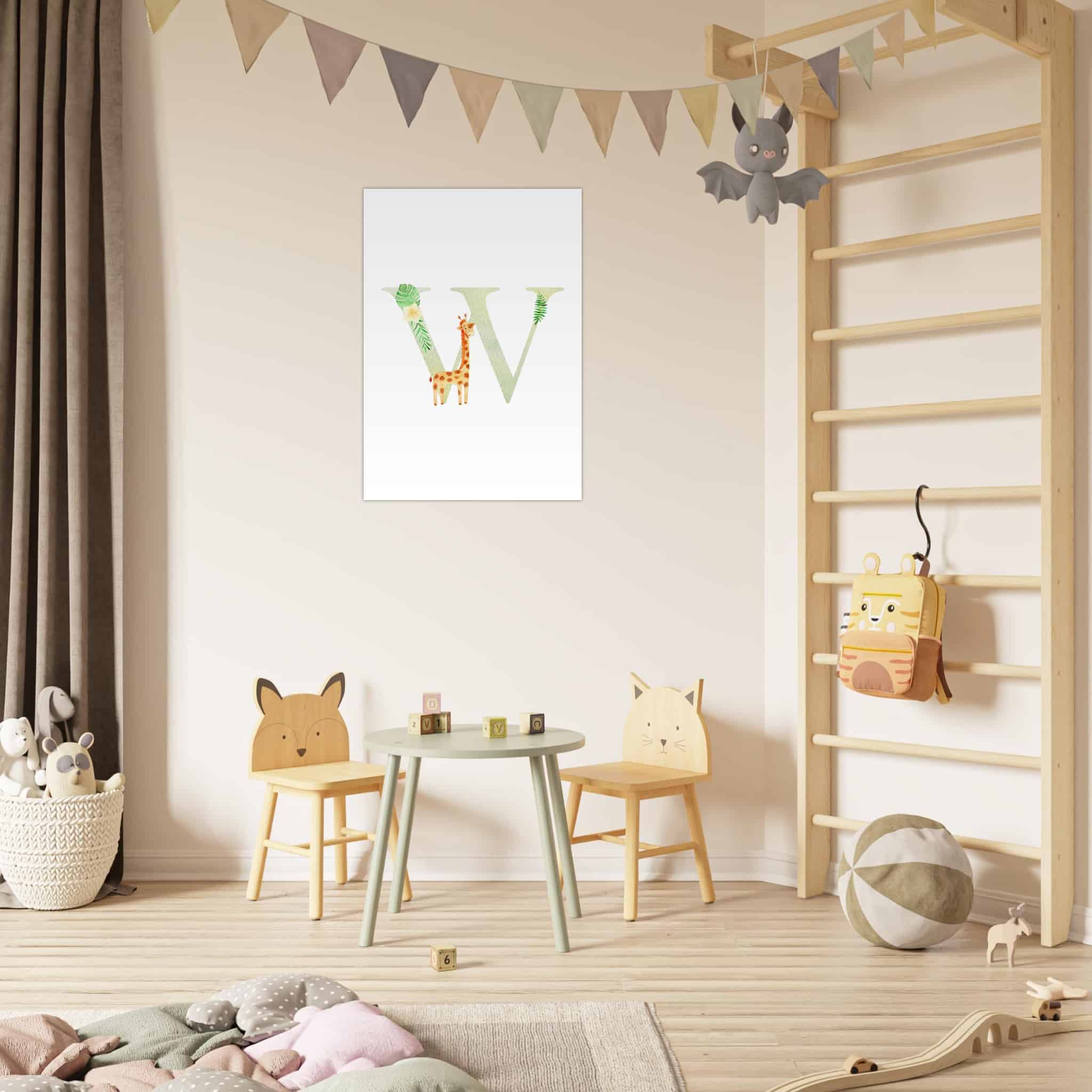 Artfulprints Poster Letter W kindernaam - 70x100 cm - Meerkleurig