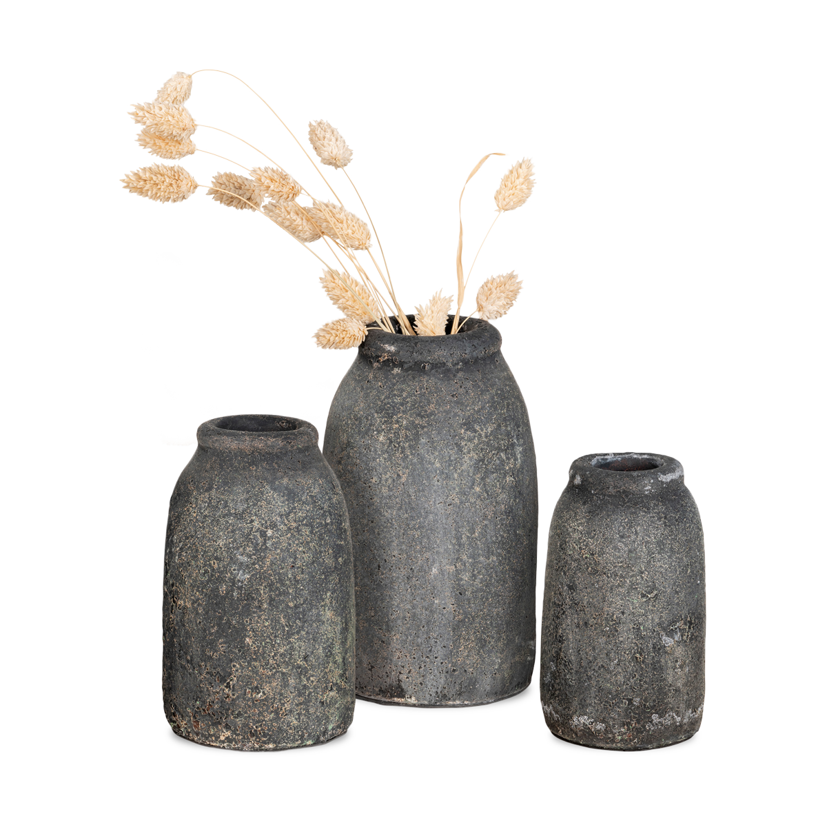 Artichok Valery vaas keramiek - set van 3 - donkergrijs