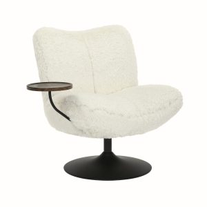 DÉJA Living Draaifauteuil Morten – Beige Fluffy/Zwart – Incl. Tafeltje DÉJA Living Draaifauteuil Morten – Beige Fluffy/Zwart – Incl. Tafeltje