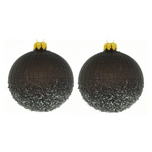 Dagmara kerstbal – zwart – glas – set van 2 – met een textuureffect Dagmara kerstbal – zwart – glas – set van 2 – met een textuureffect