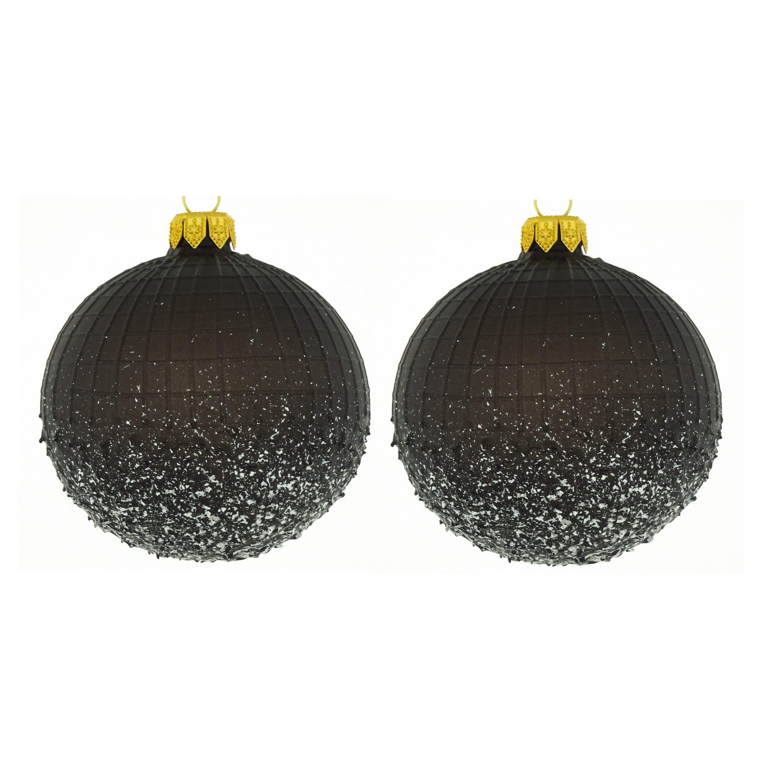 Dagmara kerstbal – zwart – glas – set van 2 – met een textuureffect