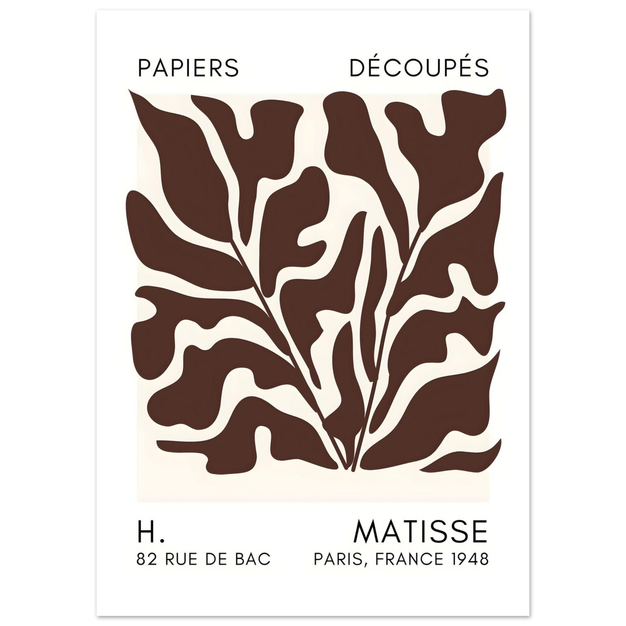 Artfulprints Poster Matisse – Seabed shapes brown - 50x70 cm - Bruin