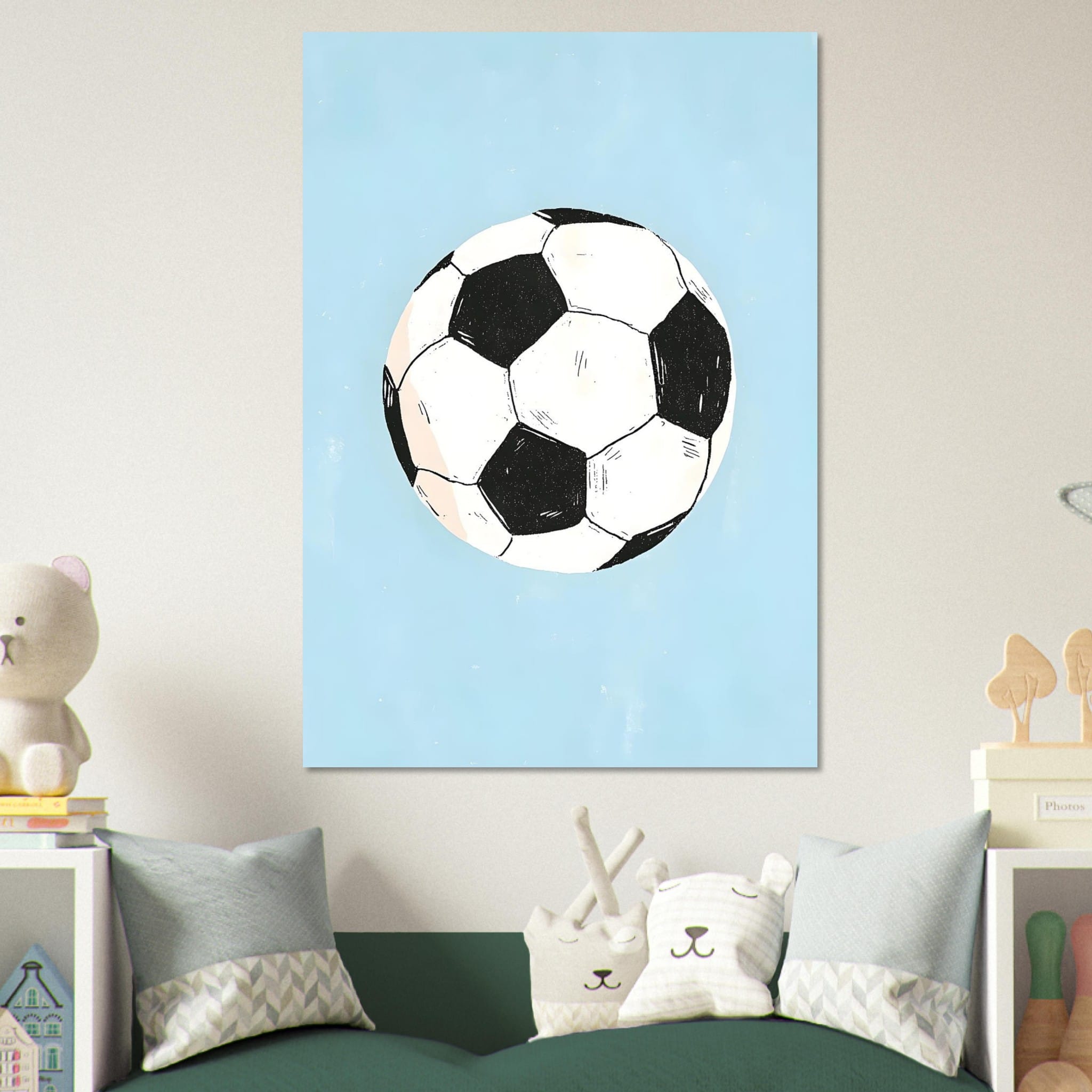 Artfulprints Poster Klassieke voetbal - 70x100 cm - Blauw