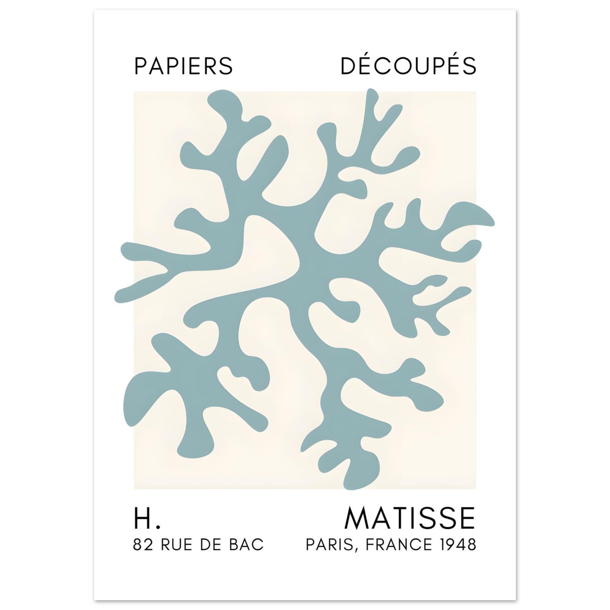 Artfulprints Poster Matisse – Dreamy coral flower turquoise - 50x70 cm
