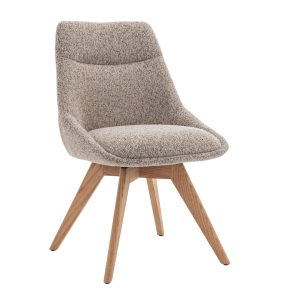 DÉJA Living Eetkamerstoel Malou – Taupe/Naturel – Draaibaar – Set van