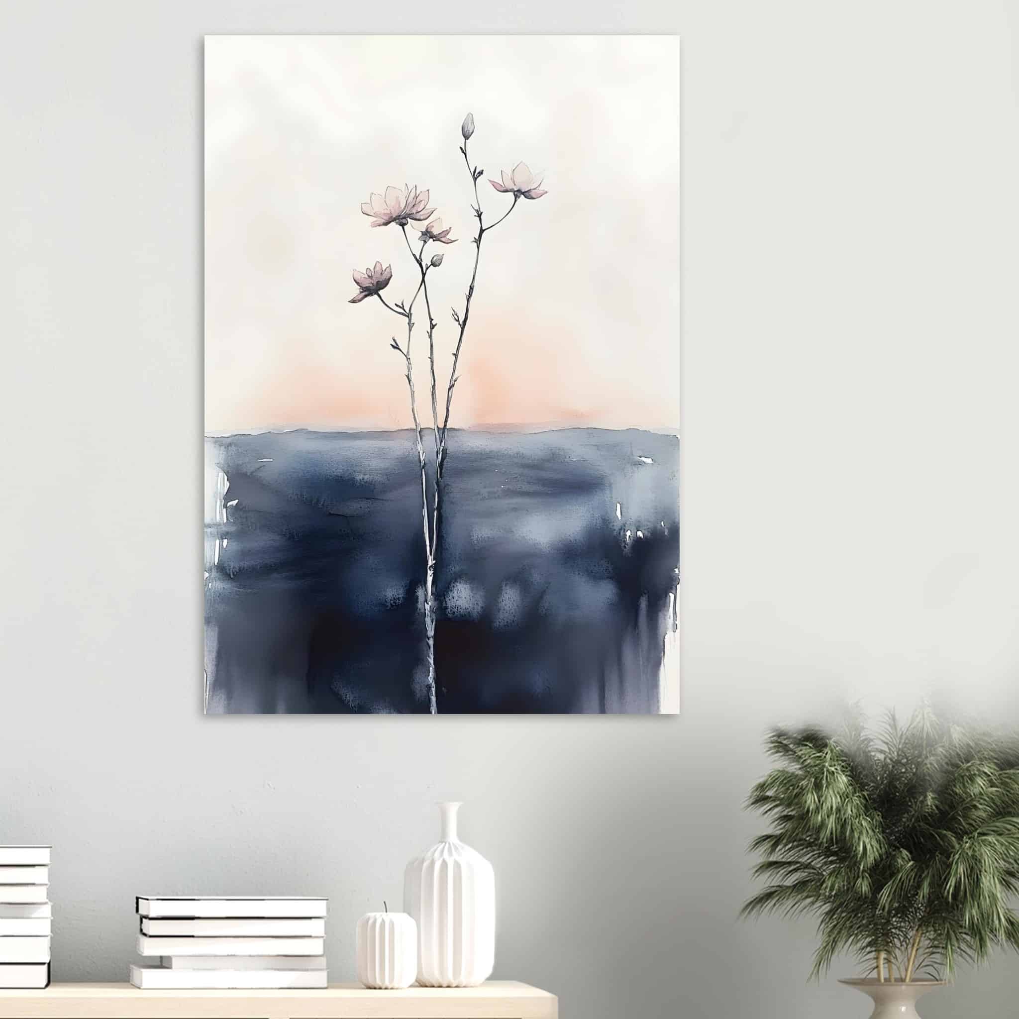 Artfulprints Poster Boho – Misty blossom - 70x100 cm - Zwart / Wit