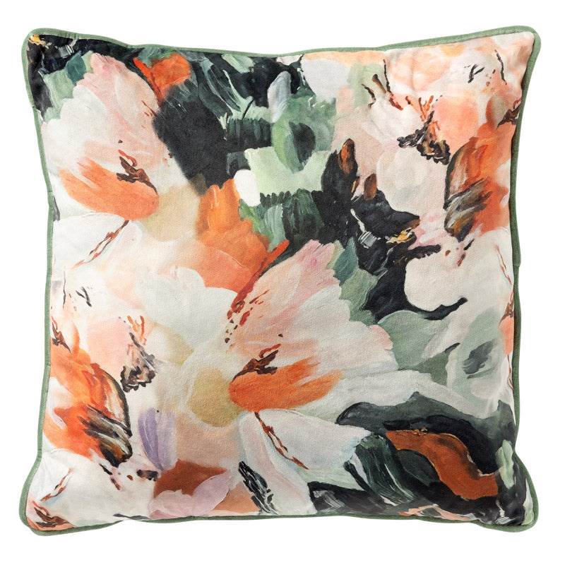ANNEMOON - sierkussen 45x45 cm - bloemenprint - Cameo Green - multicol