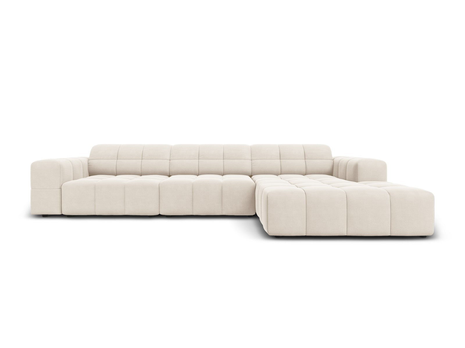 Cosmopolitan Design rechter hoekbank Chicago 4-zits, flueel lichtbeige