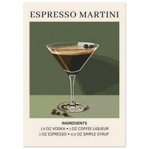Artfulprints Poster Espresso Martini cocktail – Ingrediënten – A4 21×2 Artfulprints Poster Espresso Martini cocktail – Ingrediënten – A4 21×2