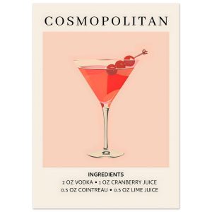 Artfulprints Poster Cosmopolitan cocktail – Ingrediënten – 50×70 cm – Artfulprints Poster Cosmopolitan cocktail – Ingrediënten – 50×70 cm –