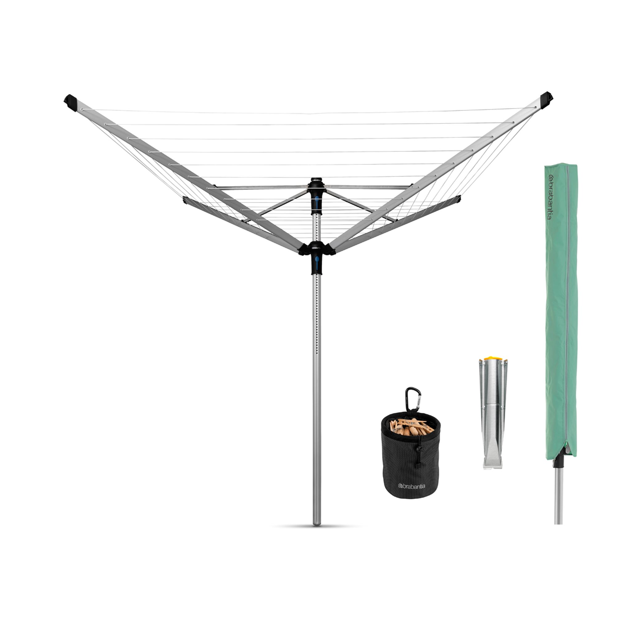 Brabantia Droogmolen Lift-O-Matic Advance, 50 meter met metalen gronda