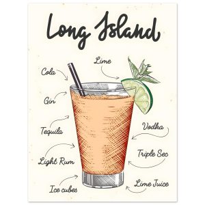 Artfulprints Long Island cocktail – Illustratie poster 30×40 cm Artfulprints Long Island cocktail – Illustratie poster 30×40 cm