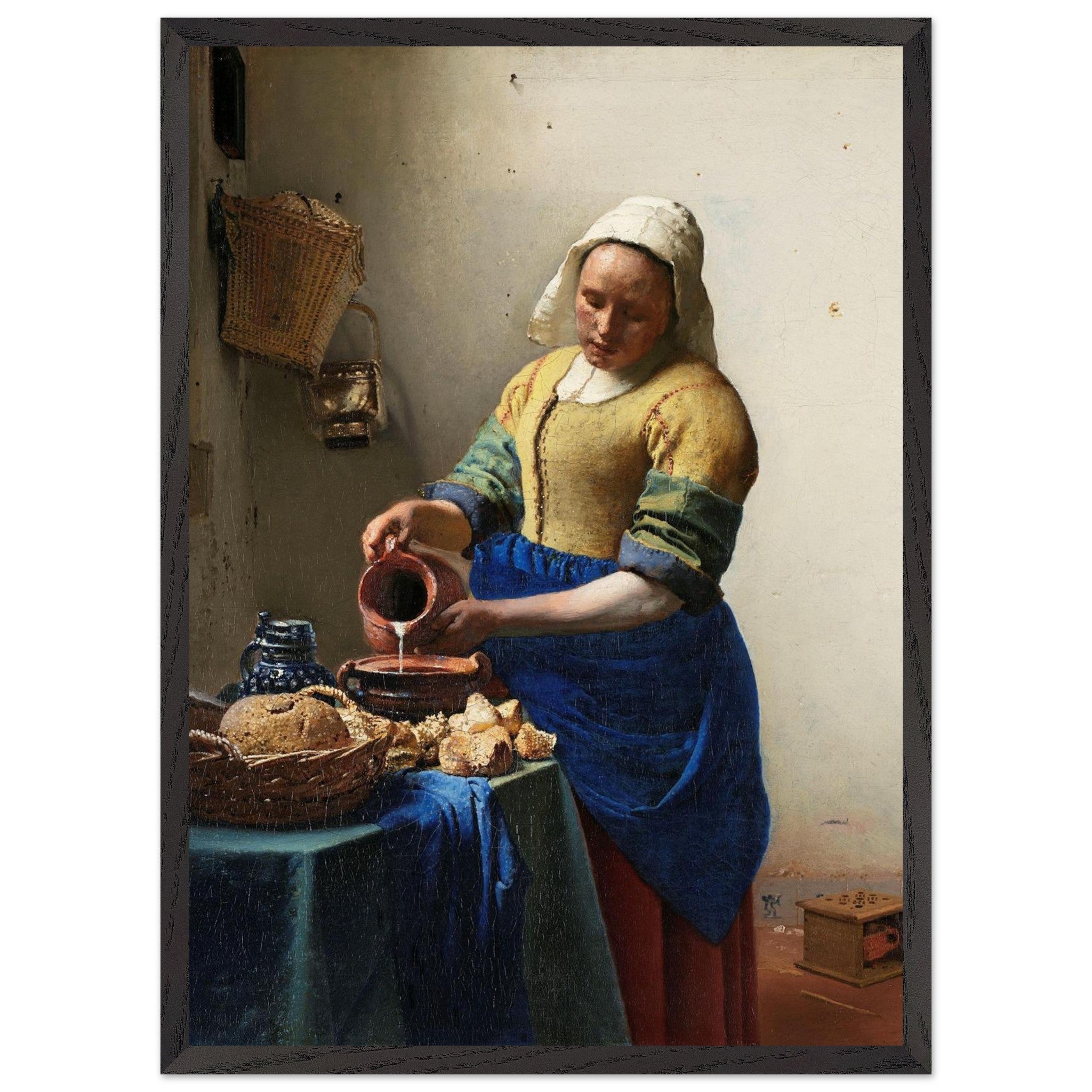 Artfulprints Poster met Lijst Johannes Vermeer - Het melkmeisje - 50x7