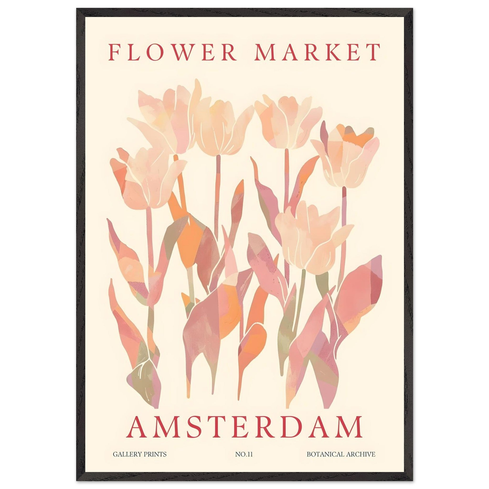 Artfulprints Poster met Lijst Flower market - Amsterdam I - 70x100 cm