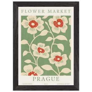 Artfulprints Poster met Lijst Flower market – Prague I – A4 21×29.7 cm