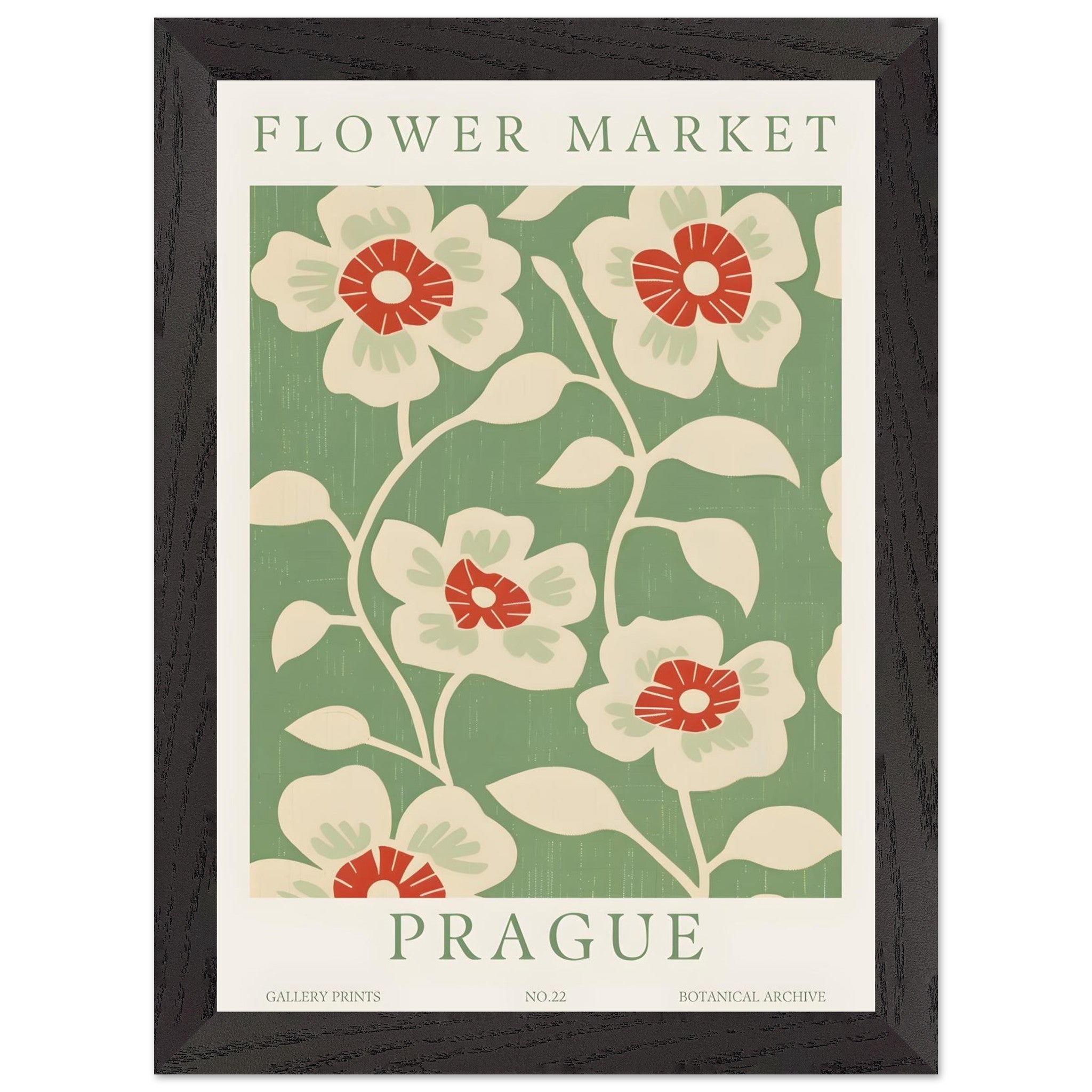 Artfulprints Poster met Lijst Flower market - Prague I - A4 21x29.7 cm