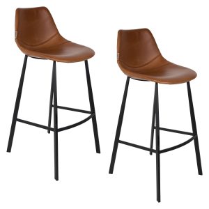 Dutchbone Franky Barkrukken rugleuning 80 cm Bruin – Set van 2 Dutchbone Franky Barkrukken rugleuning 80 cm Bruin – Set van 2