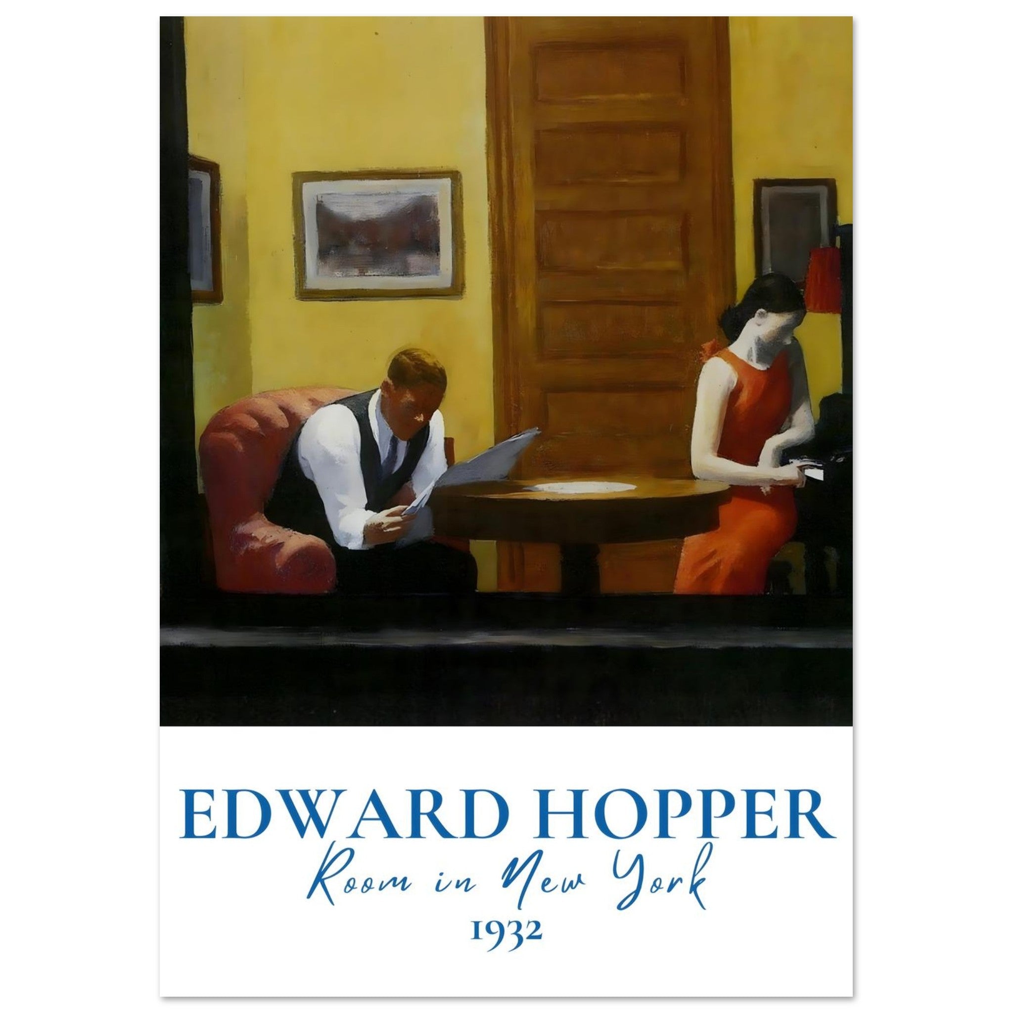 Artfulprints Poster Edward Hopper - Room in New York - A4 21x29.7 cm -