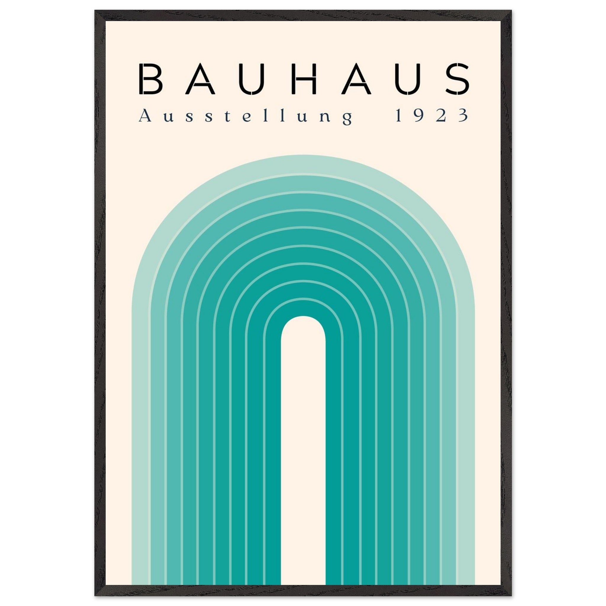 Artfulprints Poster met Lijst Bauhaus - Turquoise rainbow - 70x100 cm