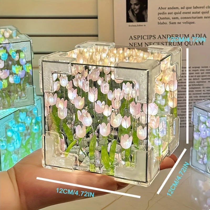 GlowTulip – Unieke LED Tulpenlamp met Spiegel voor Sfeervolle Kamers