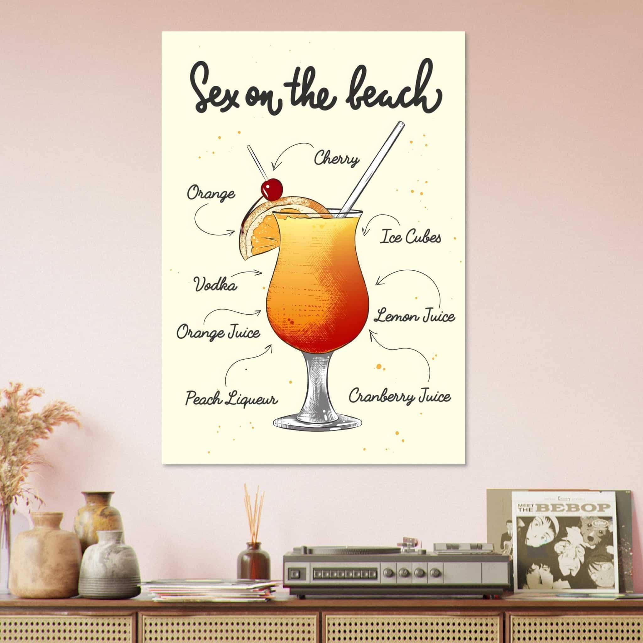 Artfulprints Sex On The Beach cocktail – Illustratie poster 70x100 cm
