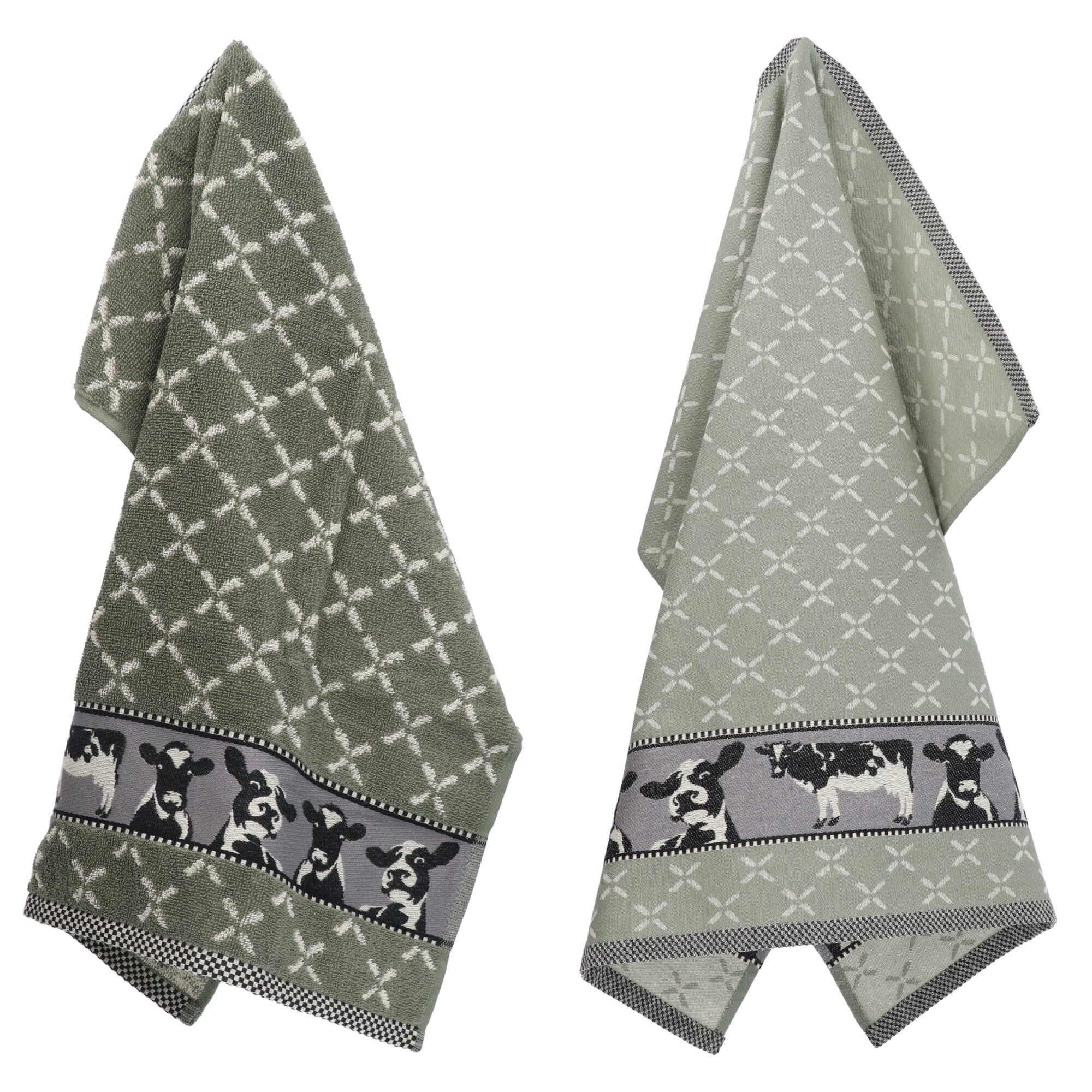 Luxe Keukendoek en Theedoek Koe Donkergroen - Bunzlau Castle - 100% bi