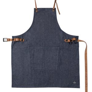 Dutchdeluxes Barbecue schort Washed Indigo – met leer en karabijnhaken Dutchdeluxes Barbecue schort Washed Indigo – met leer en karabijnhaken