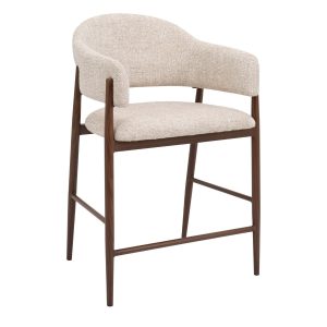 DÉJA Living Barstoel Dénia – Beige/Walnoot Stof – Zithoogte 65cm – Set DÉJA Living Barstoel Dénia – Beige/Walnoot Stof – Zithoogte 65cm – Set