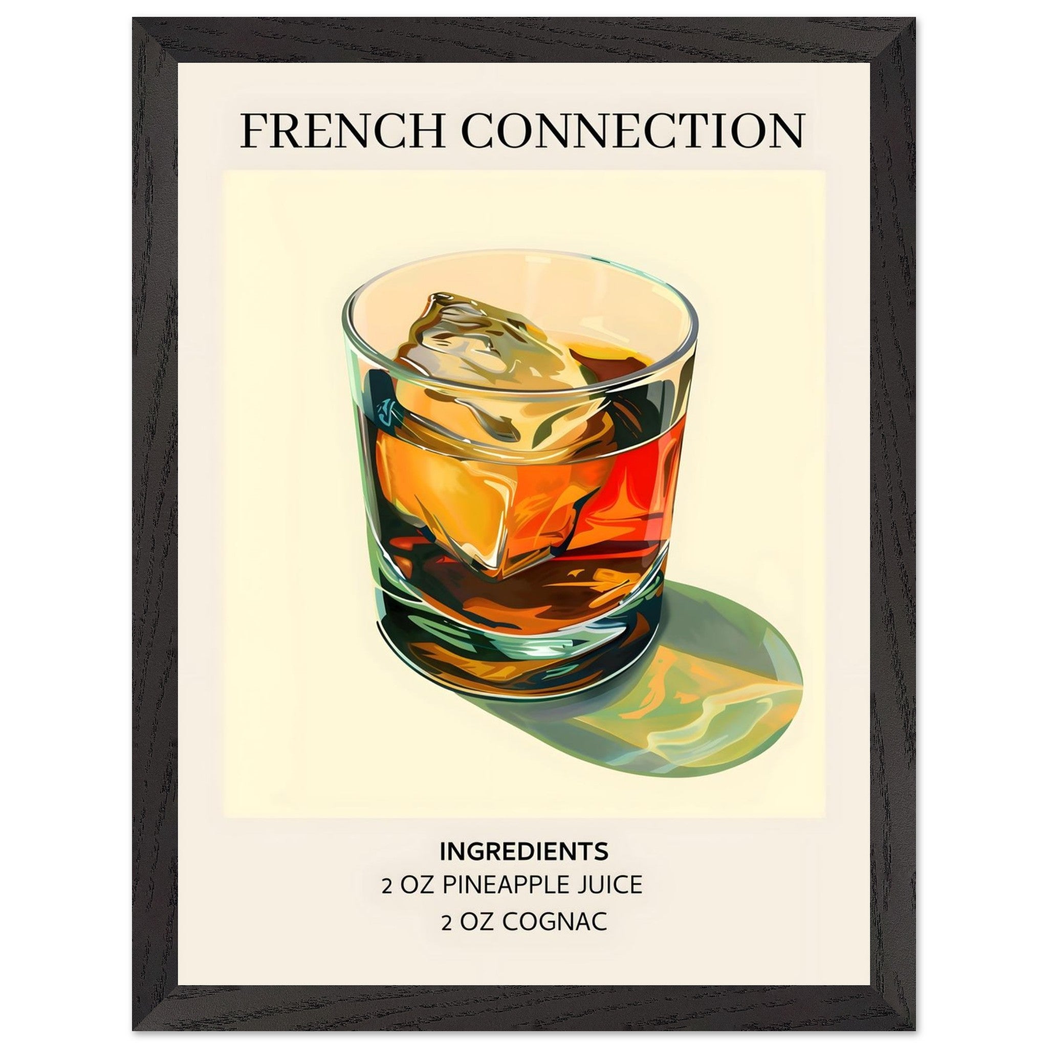 Artfulprints Poster met Lijst French Connection cocktail - Ingrediënte