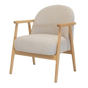DÉJA Living Fauteuil Skövde – Beige Stof/Eiken – 65x72x81cm DÉJA Living Fauteuil Skövde – Beige Stof/Eiken – 65x72x81cm