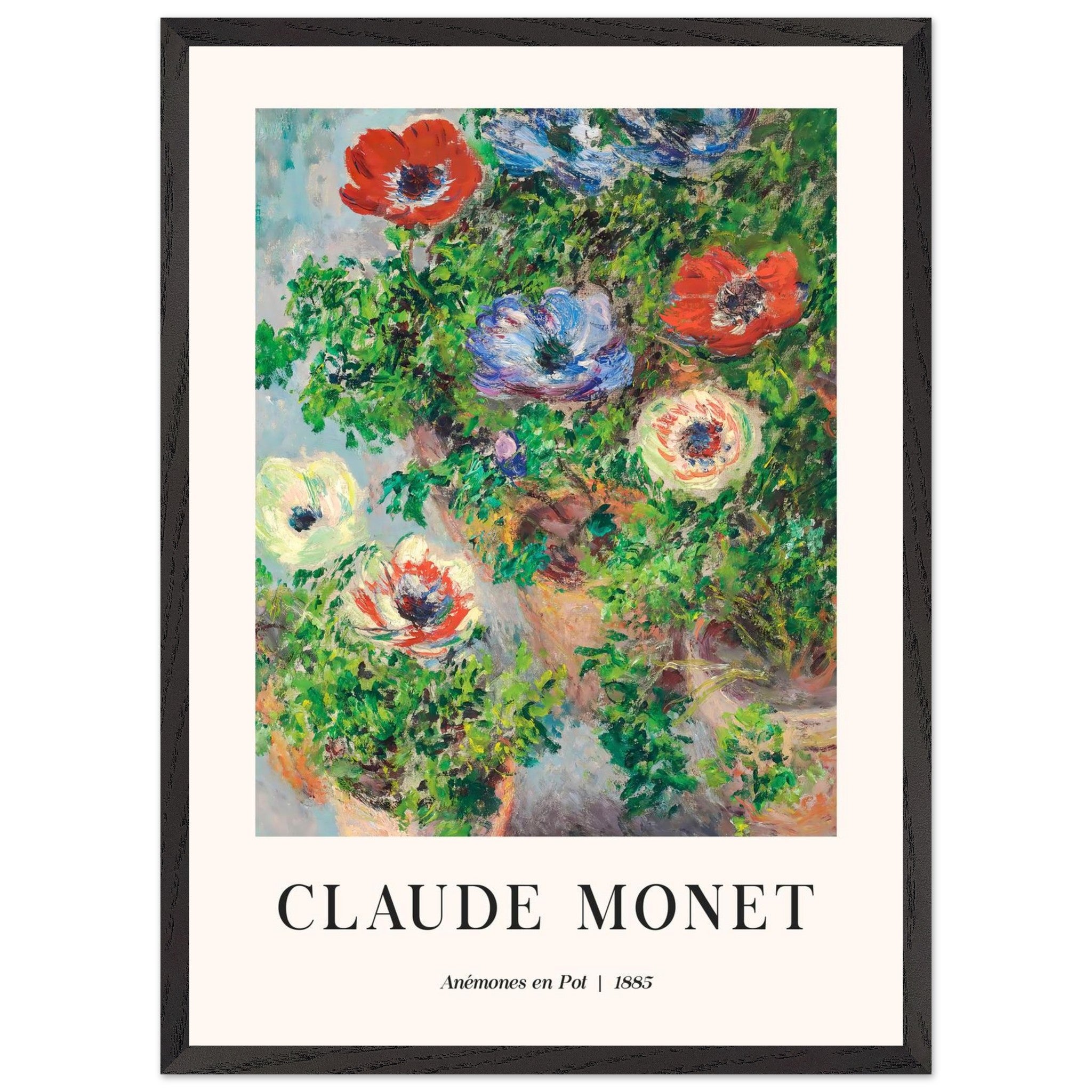Artfulprints Poster met Lijst Claude Monet - Anémones en pot - 50x70 c