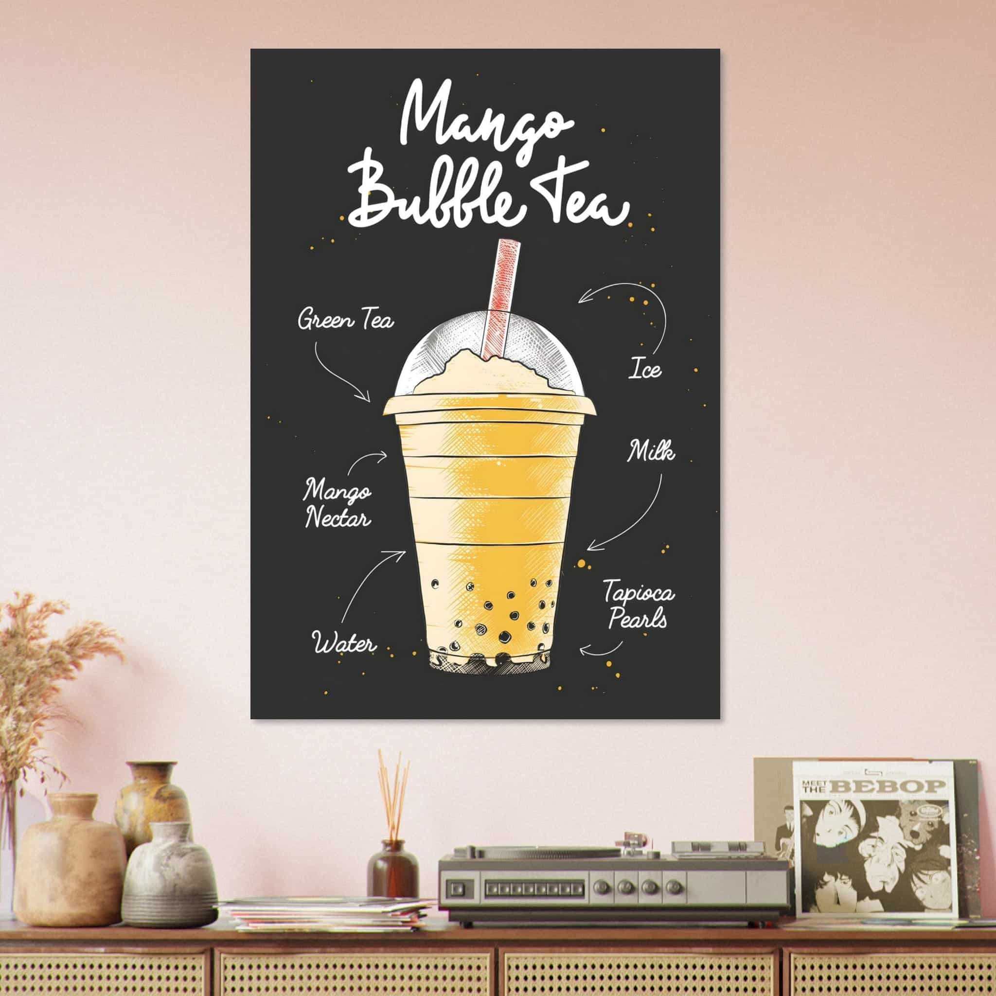 Artfulprints Mango Bubble Tea – Ingrediënten poster 70x100 cm