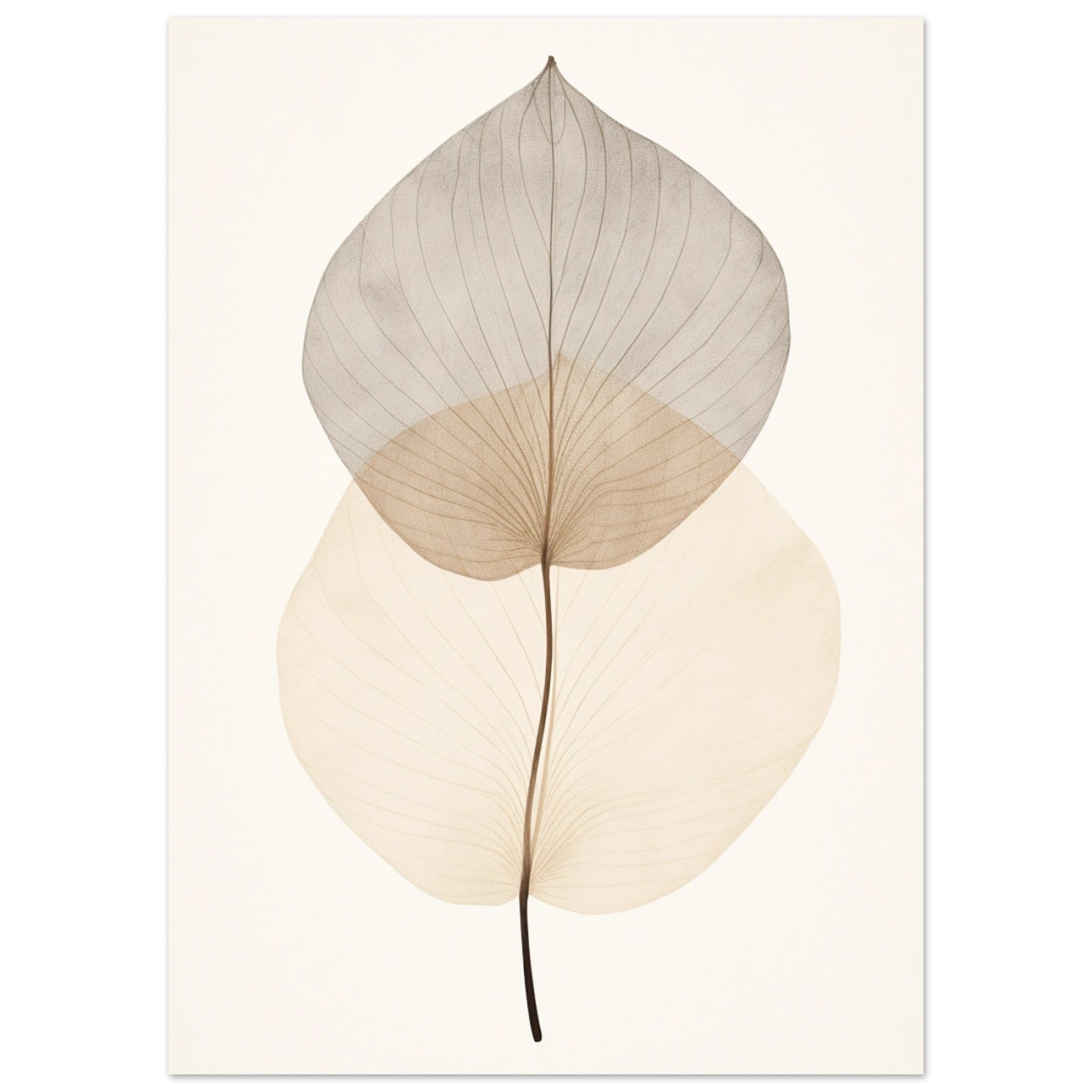 Artfulprints Poster Japandi leaf - 50x70 cm - Taupe