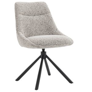 DÉJA Living Eetkamerstoel Malou – Beige/Zwart – Draaibaar – Set van 2