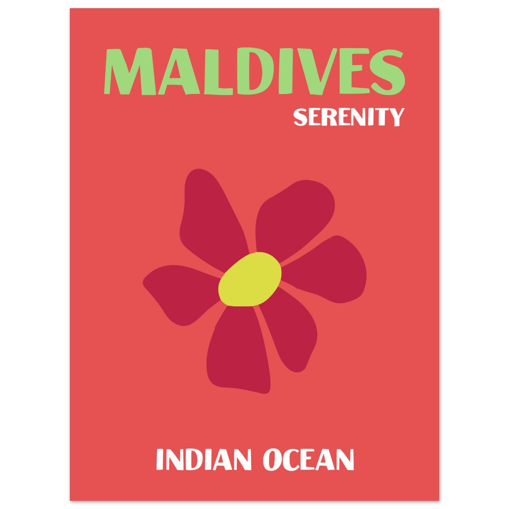 Artfulprints Poster Indian Ocean - Maldives - 30x40 cm - Rood