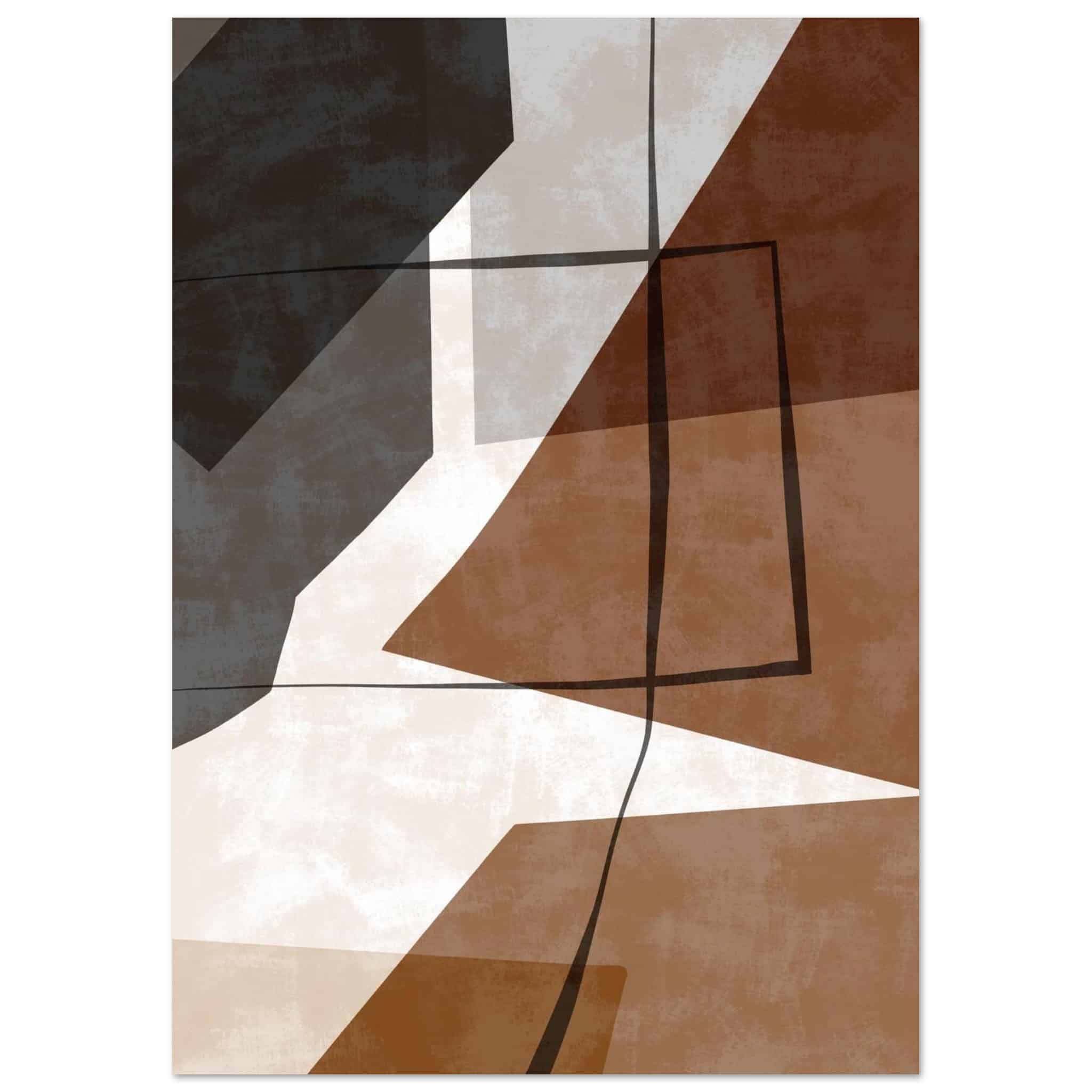 Artfulprints Poster Boho – Earth geometry - A4 21x29.7 cm - Bruin