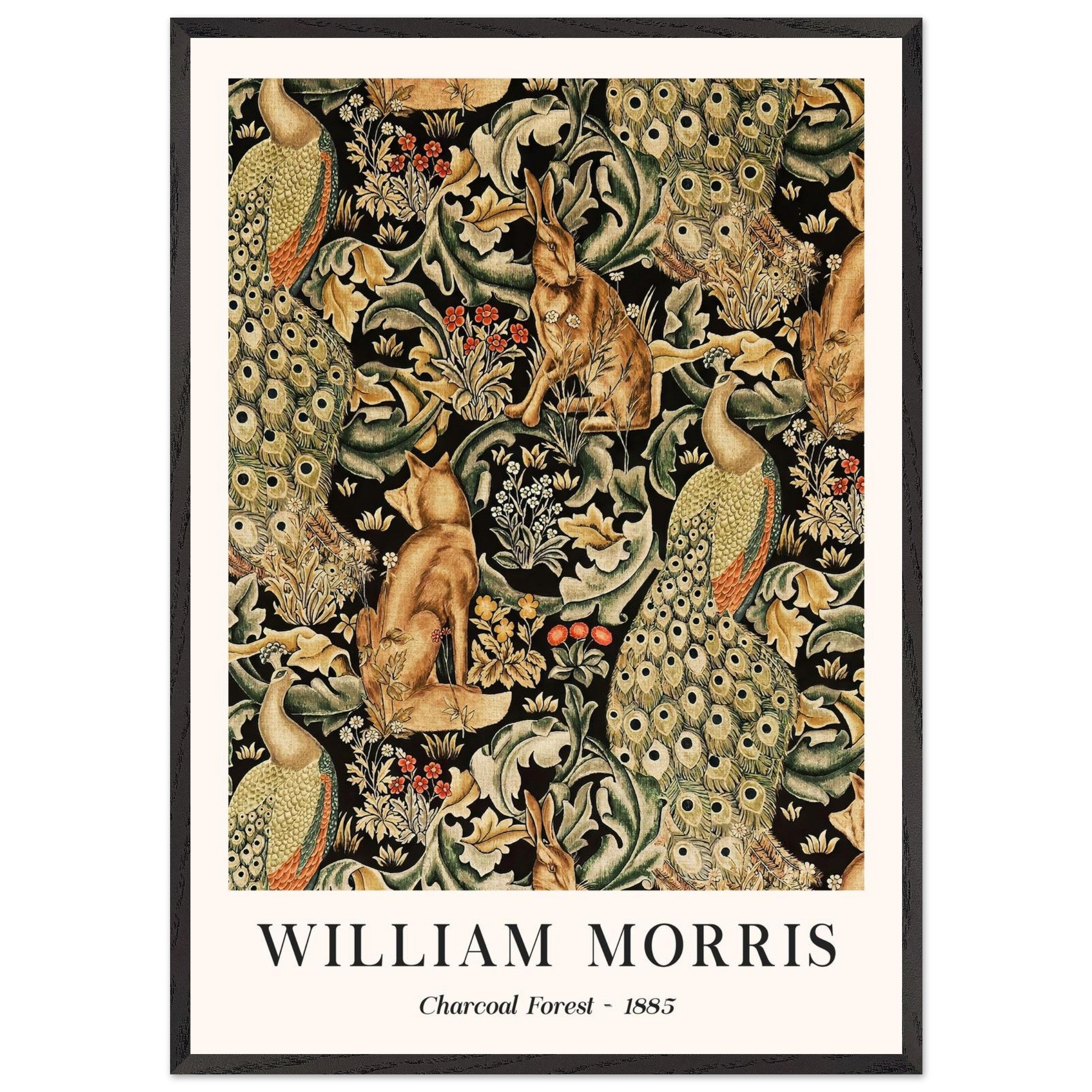 Artfulprints Poster met Lijst William Morris - Charcoal forrest - 70x1