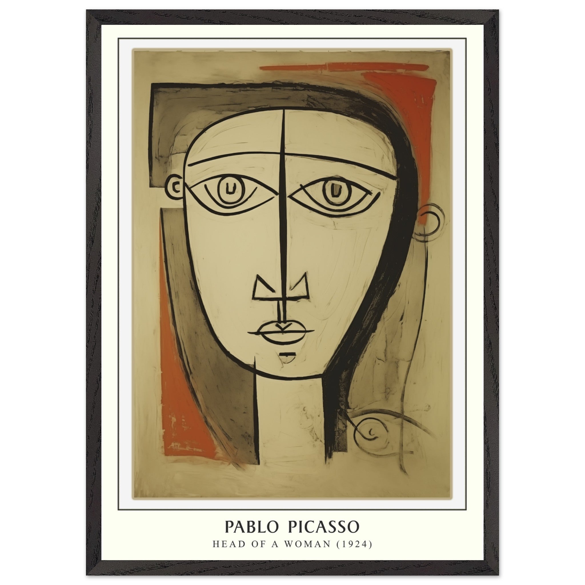 Artfulprints Poster met Lijst Pablo Picasso - Head of a woman - 50x70